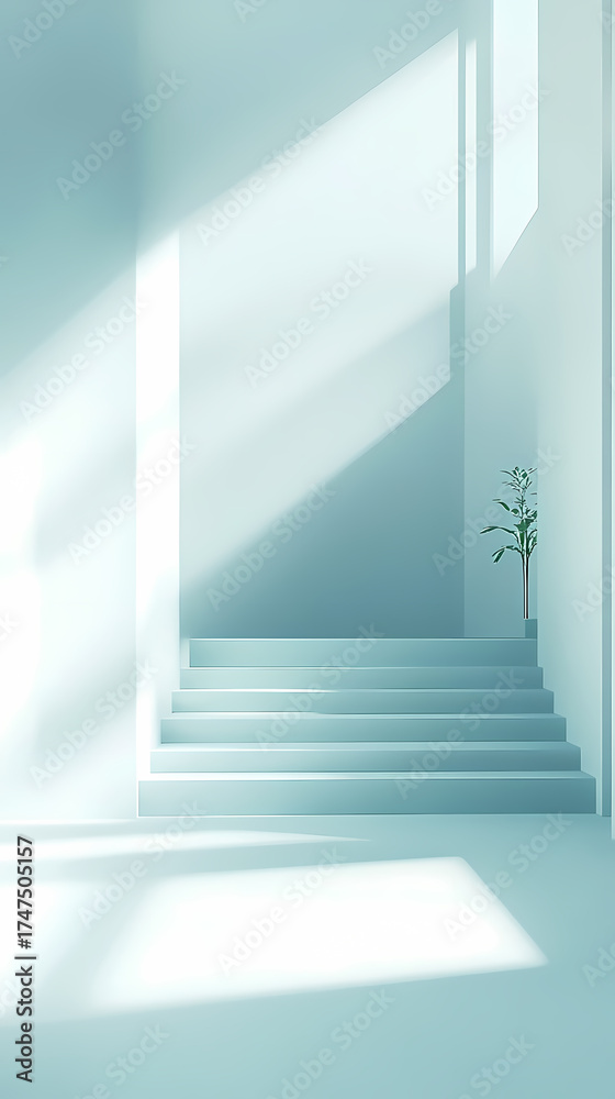 Fototapeta premium Minimalist Light-Filled Staircase Interior
