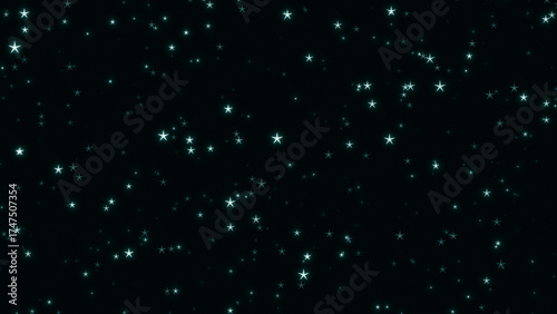 Small blue stars scattered across dark sky, glowing festive night background.