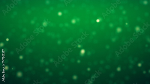 Soft green glowing bokeh particles, smooth abstract background.