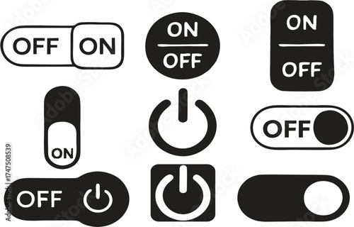 Power on and off Icon Editable buttons. Good to reuse in android, games, apps and sites. EPS 10 
