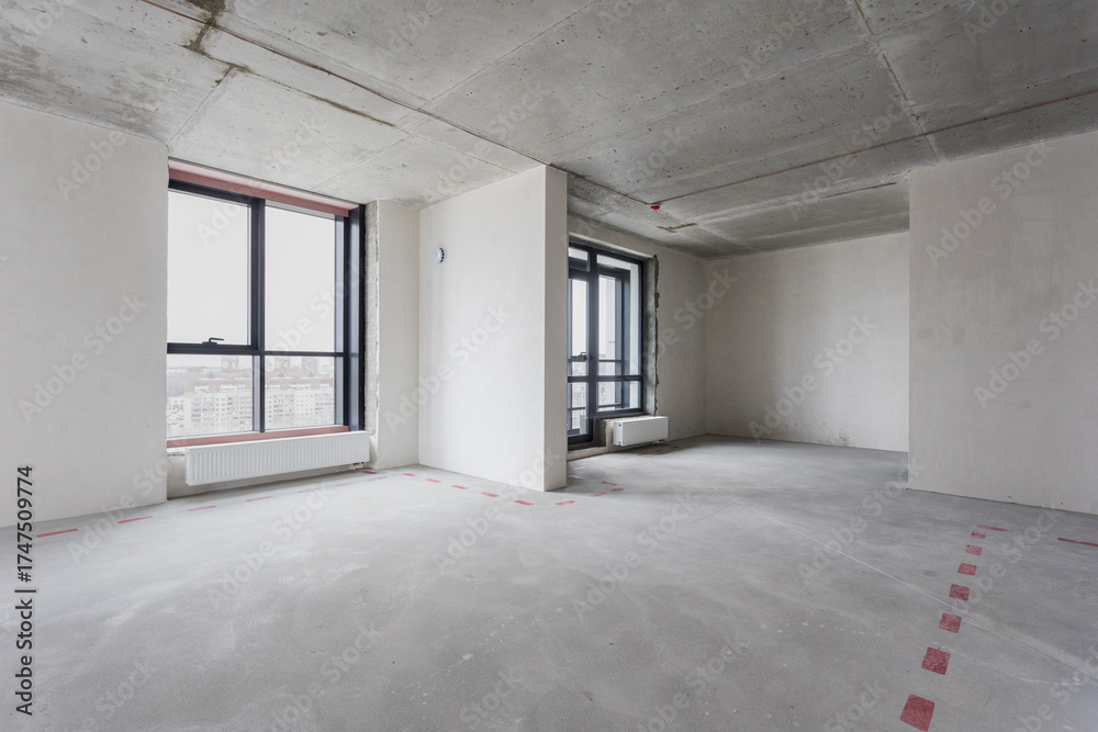 Fototapeta premium nterior of the apartment without decoration in gray colors