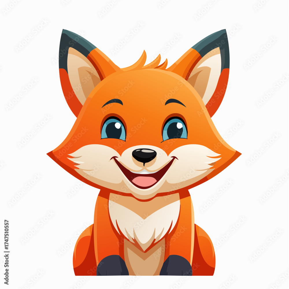 Fototapeta premium Delightful Cartoon Fox Character Smiling Brightly with Charming Design Elements