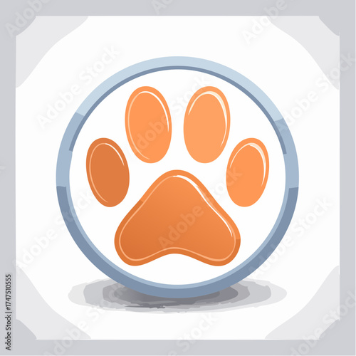 Cute orange paw print logo design element for animal related businesses