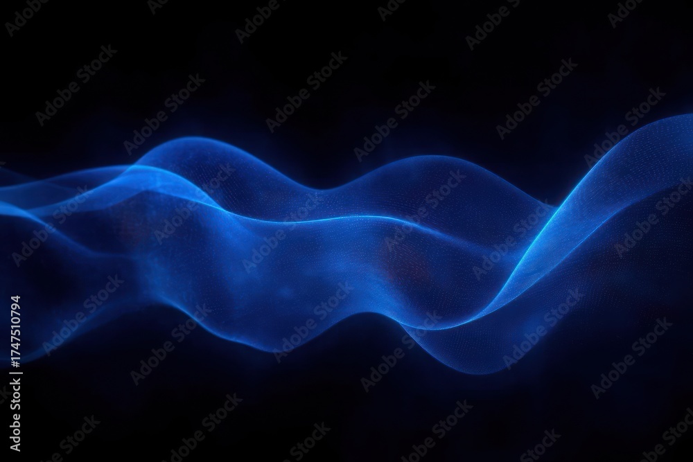 Obraz premium Abstract flowing blue wave lines on dark background creating a smooth and dynamic light effect