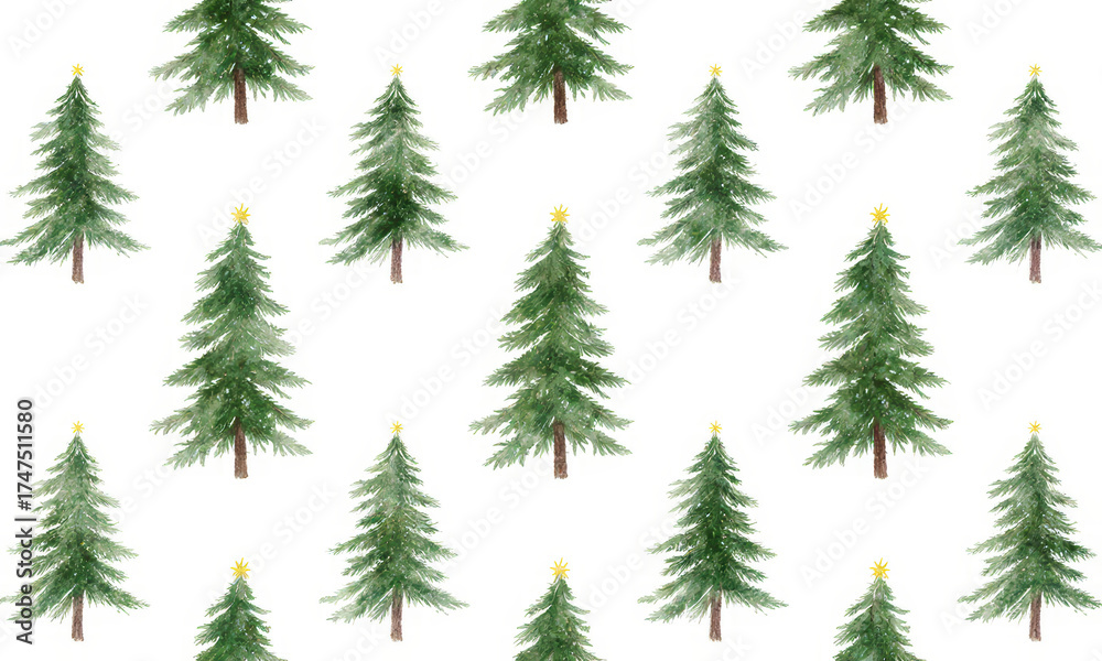 Obraz premium Watercolor Christmas Tree Pattern