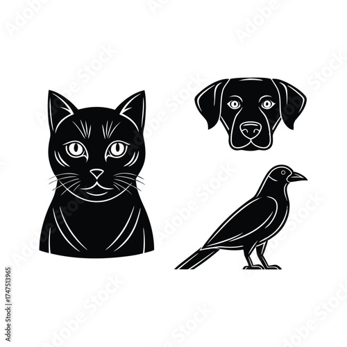 Animals Vector, Animal Clipart, Animals Illustration, Forest Animals, Group Of Animals, Personalized Memorial Line Art Dog Portrait, Custom Painting Commission For Grieving Pet Owner, Unique, Cute For