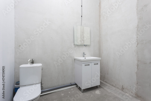 nterior of the apartment without decoration in gray colors