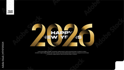 2026 happy new year celebration typography text lettering vector