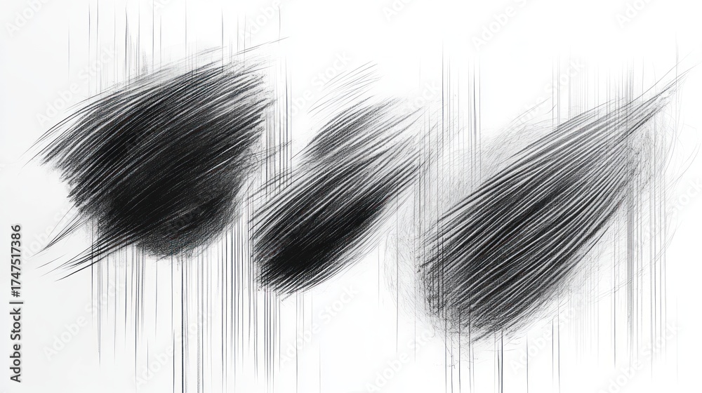 Obraz premium Abstract black brush strokes with vertical streaks on a white background conveying motion and intensity