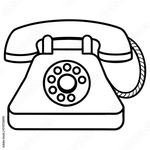 Line art vector of Telephone on white background
