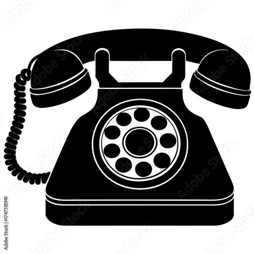 Silhouette Telephone on white background
