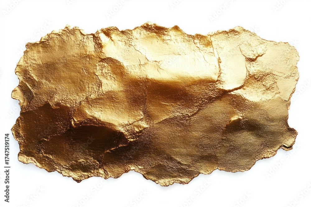 Obraz premium Irregular shaped textured sheet with metallic gold surface reflecting light