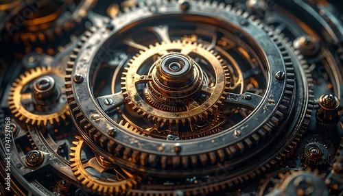 Wallpaper Mural Intricate Clockwork Mechanism A Symphony of Gears and Precision Engineering Torontodigital.ca