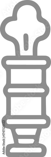 Stylized gray chemistry flask icon with rising vapor effect on white background