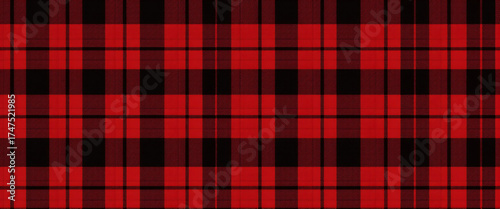 Buffalo check plaid pattern with bold red and black squares soft wool fabric seamless textile texture design