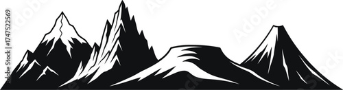 Vector art of mountain range in black and white 