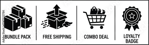 Vector art of online shopping bundle pack elements 