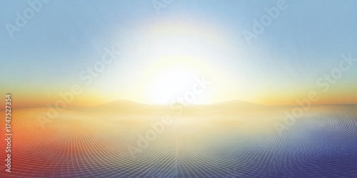 Abstract Landscape With Sunrise Effect Background