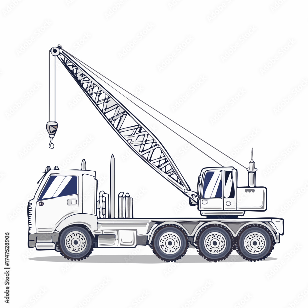 Naklejka premium Illustration of a heavyduty construction crane truck.
