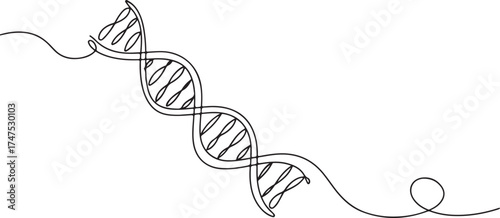 Continuous Line Drawing of DNA Helix Science and Biology Symbol Graphic