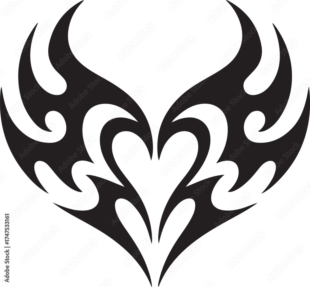 Fototapeta premium Black Tribal Heart Shape Graphic Element