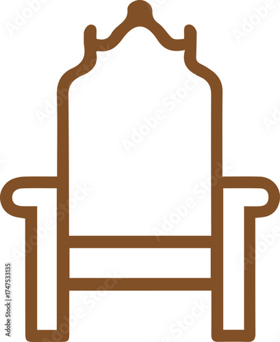 Elegant brown royal throne icon symbolizing power and luxury for regal designs