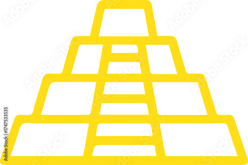 Bright yellow gold bar pyramid design a minimalist symbol of luxury and riches