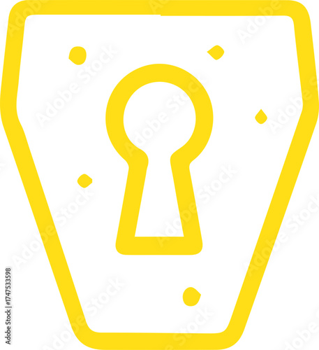 Bright Yellow Keyhole Outline Icon Symbolizing Digital Security and Access
