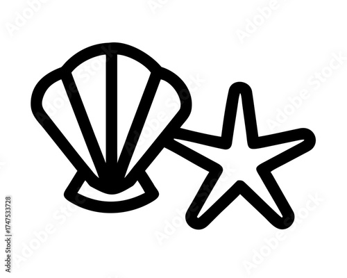 Seashell and starfish, a coastal combination