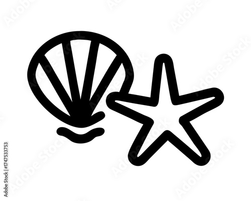 Seashell and starfish illustration, beach theme