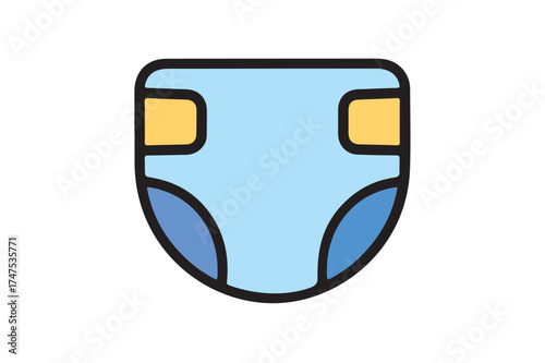 Soft Blue Baby Diaper Vector icon.