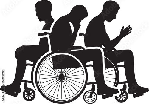 Depressed Man in Wheelchair Silhouette Sadness Problems Challenges Disability