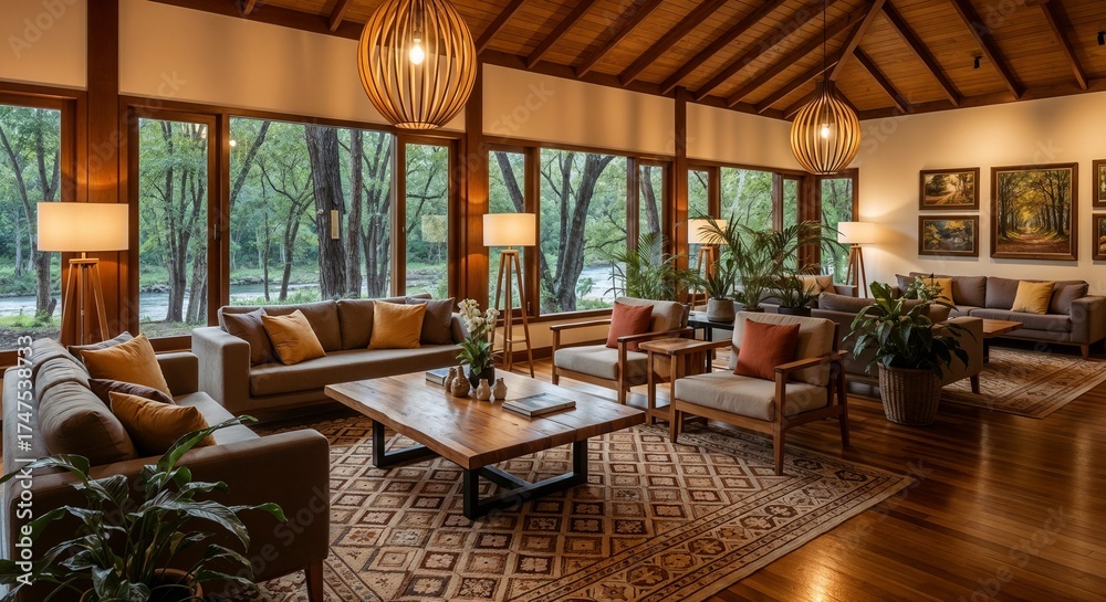 Fototapeta premium luxury hotel room interior wooden style