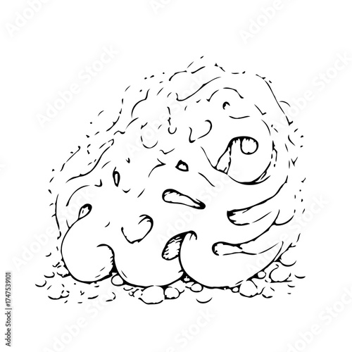 Abstract depiction reveals an organic chaotic cluster, suggesting natural formation, with rough