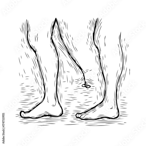 Abstract human figures legs depiction presenting distorted perspective on human anatomy artistic