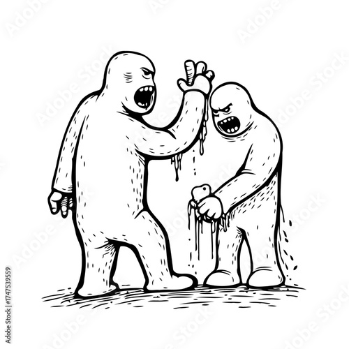 Aggressive dispute between two cartoon characters expressing anger over a broken phone and