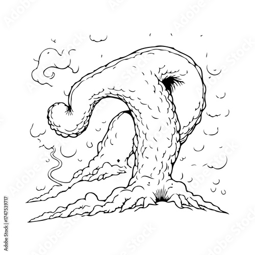 An intricate abstract monster tree illustration evoking fantasy landscapes and folklore