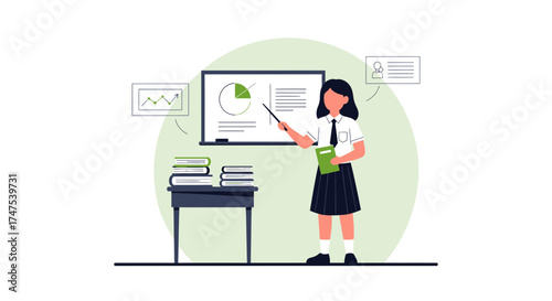 Learning Presentation: A Teacher Explaining Data Visuals in A Classroom Setting to The Students