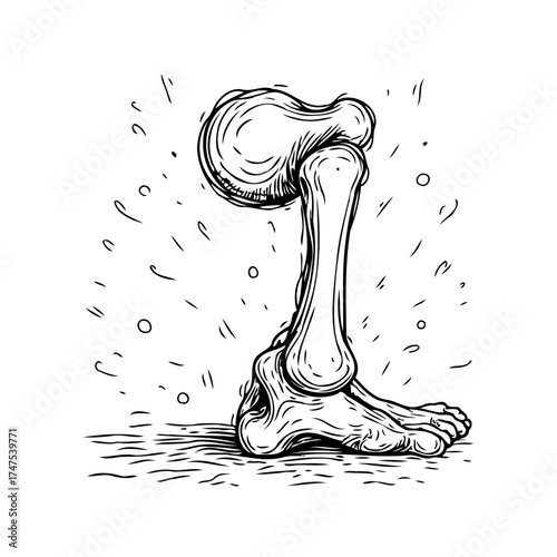 Anatomical foot bones drawing reveals the detailed structure and artistic expression in monochrome