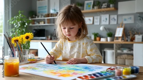 Child watercolor painting