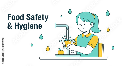 Maintaining Food Cleanliness: A Visual Depiction of Proper Hygiene and Healthy Practices