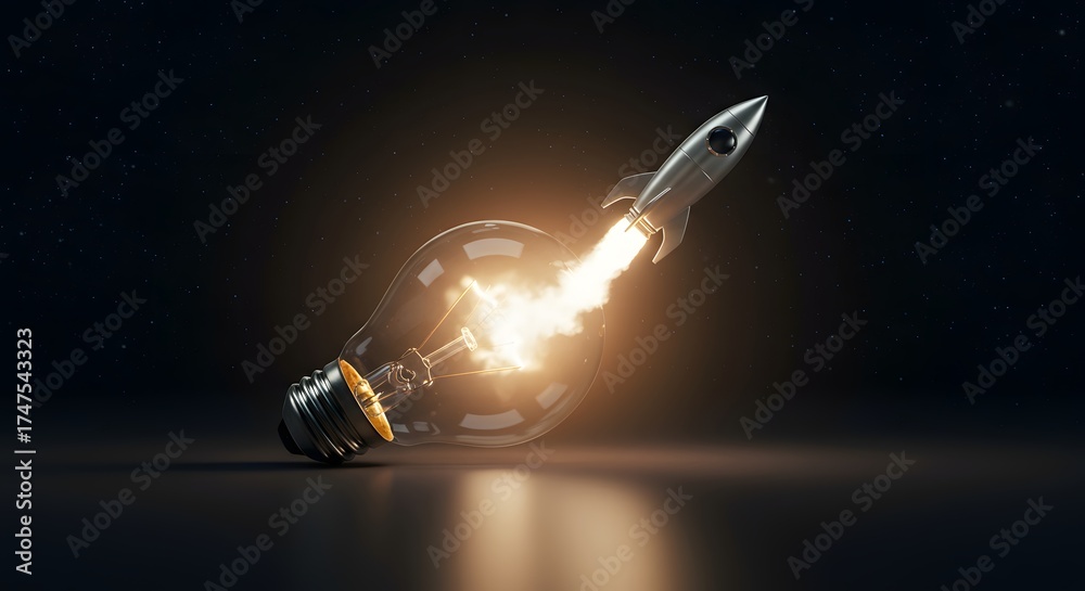 Fototapeta premium light bulb on black background