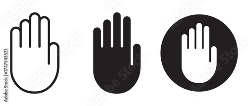Hand stop sign icons. isolated on white background, vector illustration.