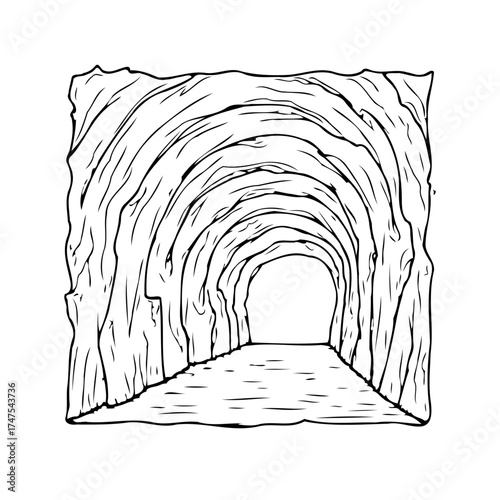 Drawn subterranean passage illustration suggesting adventure exploration and mystery amidst