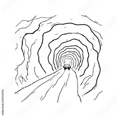 Drawn vehicle entering the cavernous passage, the light at the end is there a glimmer of hope to