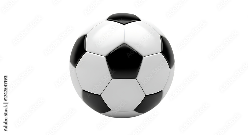 Fototapeta premium Classic black and white soccer ball perfect for sports illustrations and design projects needing a football element for games