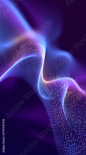 Abstract Glowing Digital Wave of Interconnected Particles - Futuristic Technology and Data Network