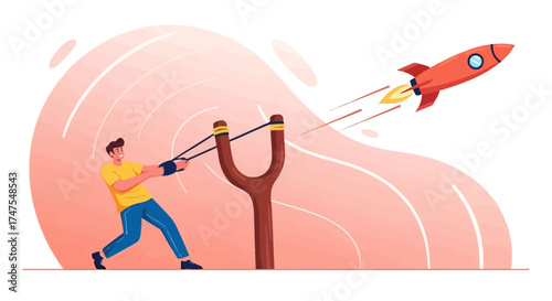 Man Launching Rocket: A Visual Metaphor for Ambition, Innovation, and Achievement