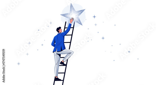 Man reaching for star, symbolizing success, ambition, and reaching for goals
