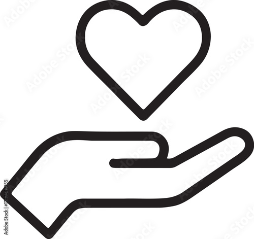 Heart icon in hand vector illustration for love and romance